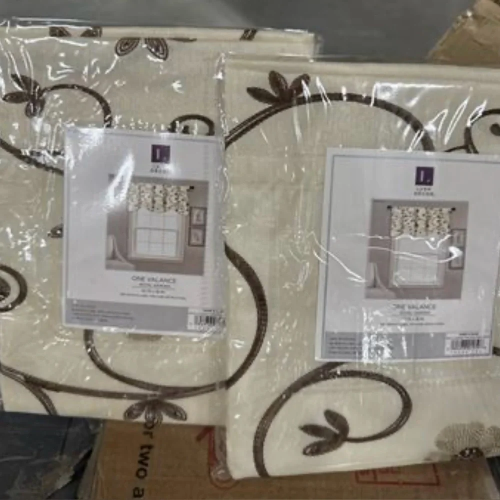 Lush Decor Royal Garden Valance Tan - 42in x 18in - Set of 2 - Picture 2 of 3